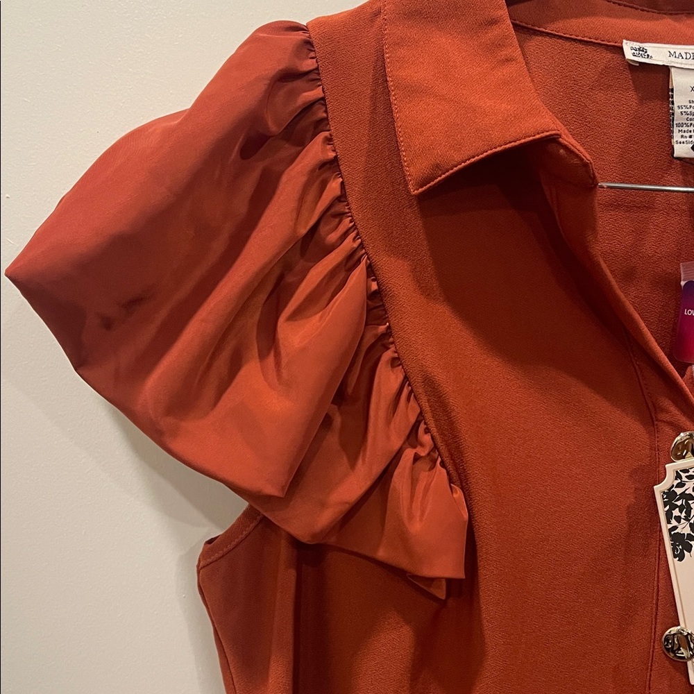 Madison Rust Ruffle Sleeve Blouse - Picture 4 of 5